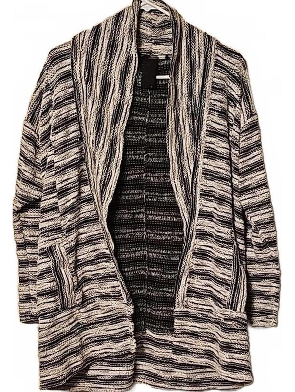 Dolan Anthropologie | Women’s L Black Cream Verona Textured Cardigan